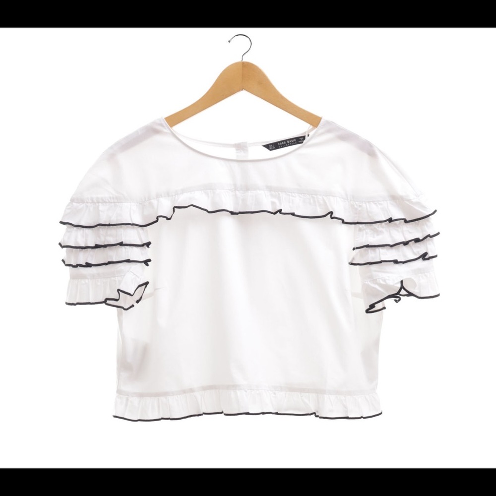 Zara Cropped Ruffle Top